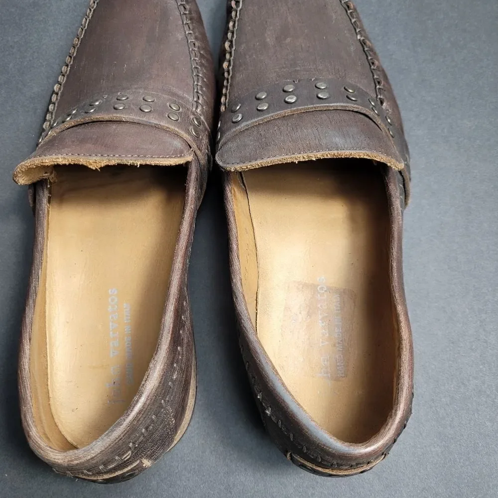 John Varvatos Brown Studded Mens Loafers